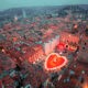 Verona, città dell’amore, si colora di rosso per celebrare la giornata degli innamorati.
